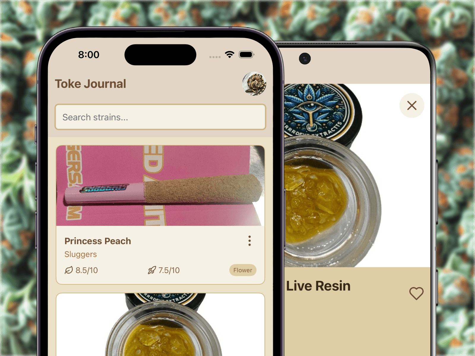 Toke Journal Mockups on iPhone and Android